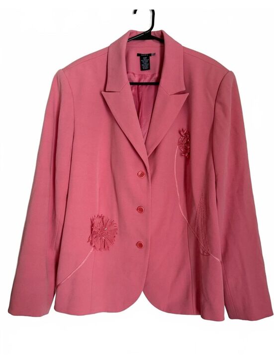 Jackets & Blazers - Sandra Women's Blazer Jacket Pink Size 20W Flower Classic City Work Office Party